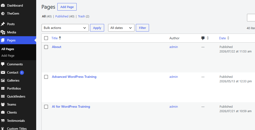 Wordpress Pages