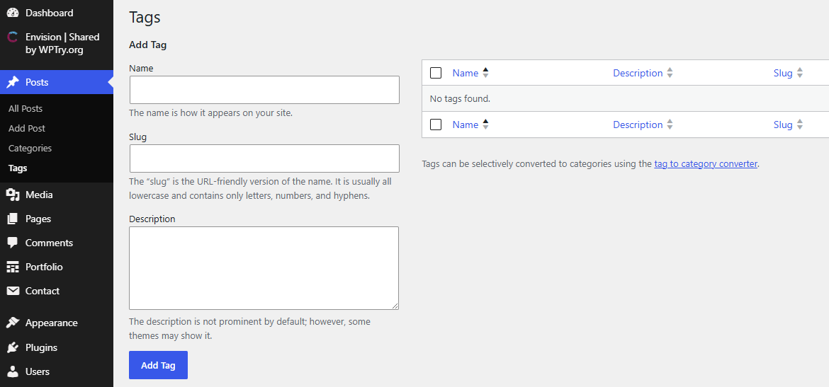 Wordpress Tags